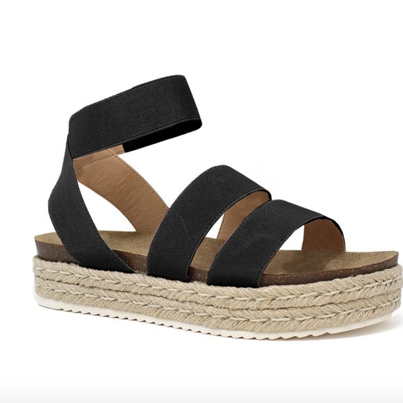 Shoes - Womens Chiara-10 Elastic Ankle Strap Open Toe Sandals Espadrille Platform Sandal